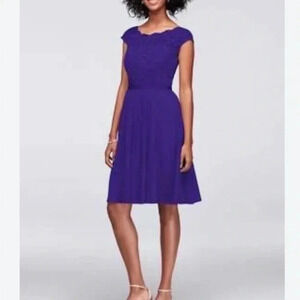 David’s Bridal Cap Sleeve Dress Size 6 Purple New Prom Formal Homecoming NWT